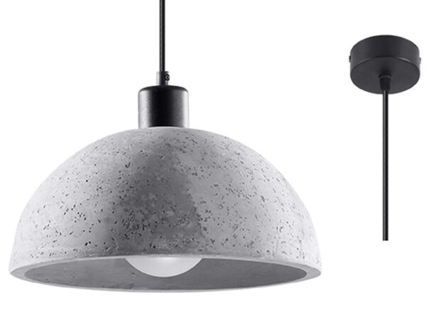 Lampa wisząca z betonu o surowym wyglądzie, montaż sufitowy