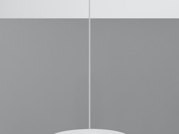 Nowoczesna biała lampa z talerzem – wizualizacja techniczna
