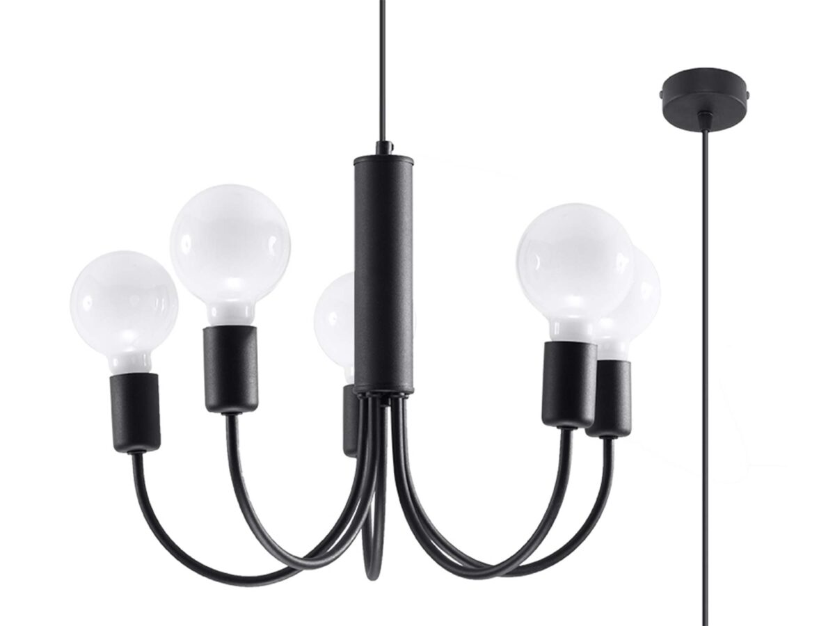 Doświetlony żyrandol czarny PIETRA 5