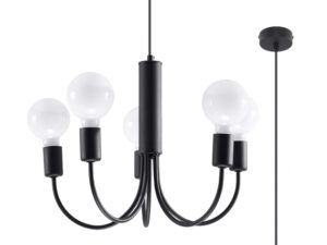 Doświetlony żyrandol czarny PIETRA 5