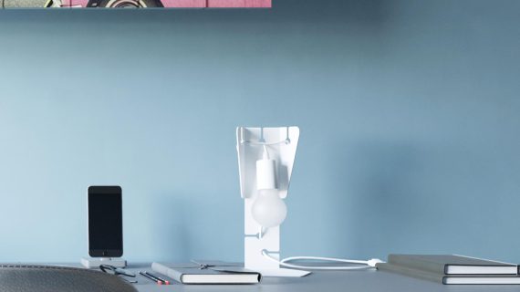 miniaturka HECTOR Lampa Biurkowa Loftowa Biała