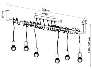 miniaturka Stylowy Czarny Żyrandol Nowoczesny Design SOL 6