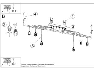 miniaturka Stylowy Czarny Żyrandol Nowoczesny Design SOL 6