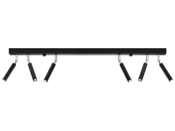 Szyna z czarnymi reflektorami LED – render na białym tle