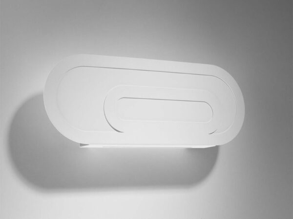 Kinkiet LED w formie owalnej, biała obudowa, design minimalistyczny