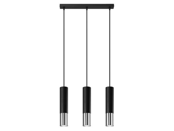 Trzy tuby LED z końcówkami srebrnymi – wizualizacja na białym tle