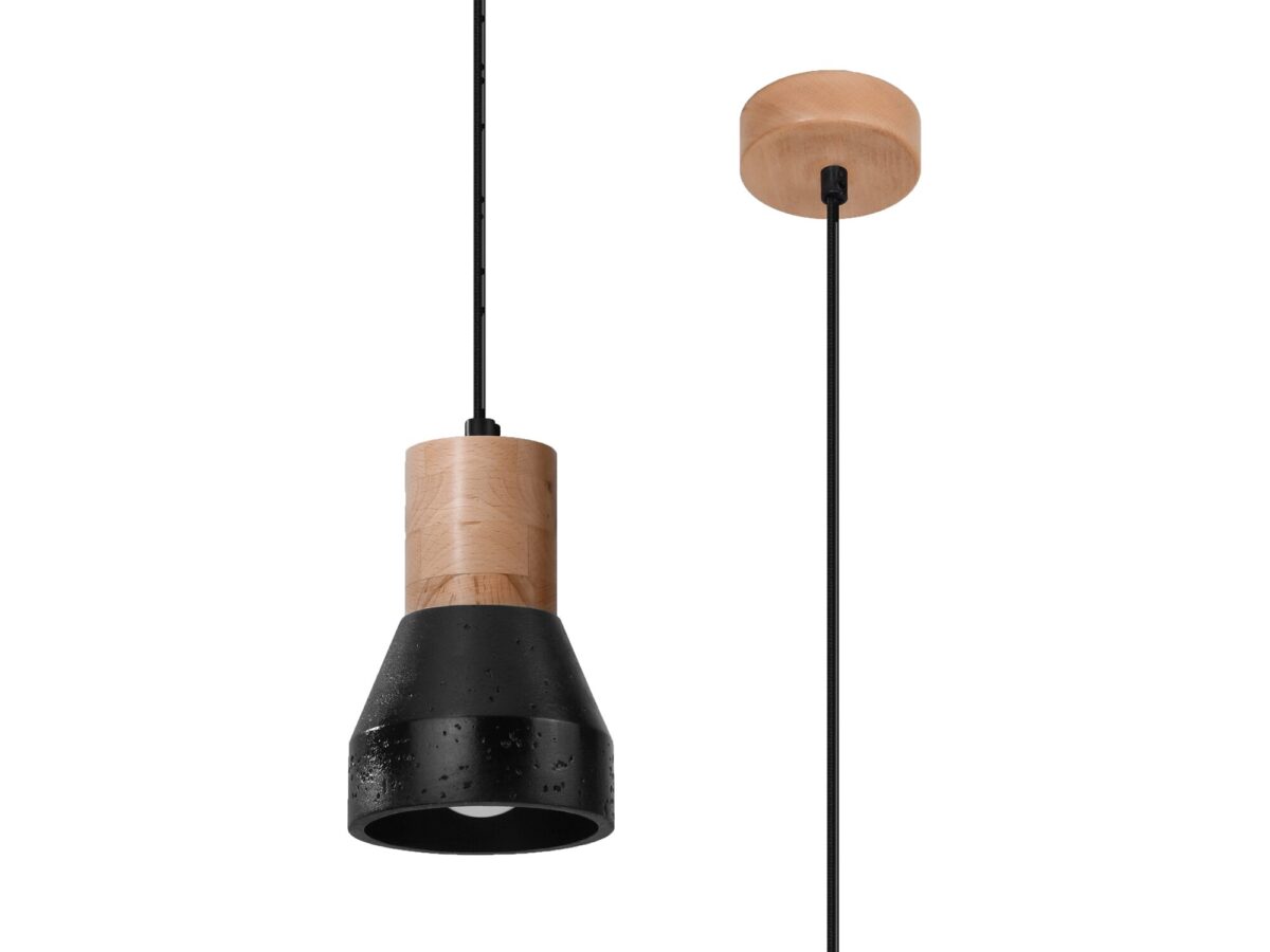 QUANTUM Lampa Wisząca z Naturalnego Drewna