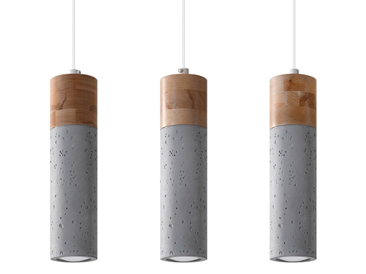 Uniwersalna Lampa Wisząca Betonowa ZEPHYR Szara 3 Źródła