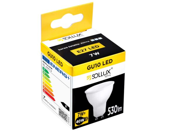 Opakowanie żarówki LED GU10 marki SOLLUX 550 lm