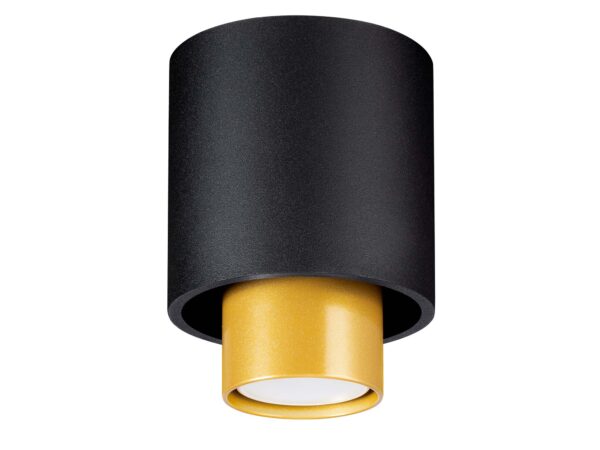 Czarna lampa sufitowa LED z wnętrzem w kolorze złotym matowym