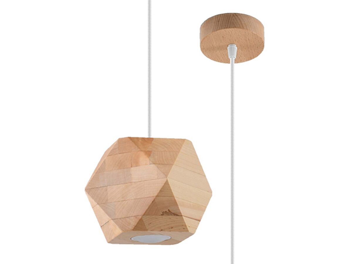 WAVE Lampa Wisząca w Stylu Skandynawskim z Drewna