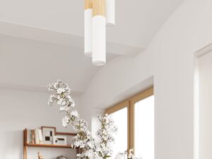 miniaturka Biała Lampa z drewna PONDERA 3P