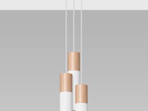 miniaturka Biała Lampa z drewna PONDERA 3P