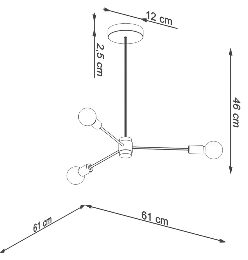 Minimalistyczny Żyrandol z Czarnej Stali LAGO 3 czarny - obrazek 8