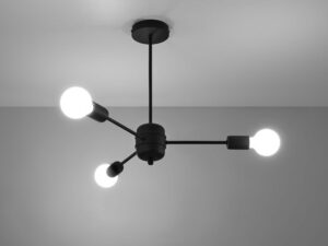 miniaturka Minimalistyczny Żyrandol z Czarnej Stali LAGO 3 czarny
