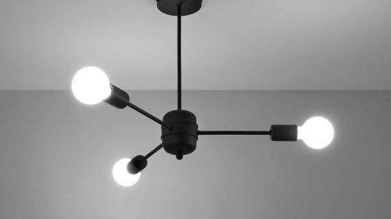 Minimalistyczny Żyrandol z Czarnej Stali LAGO 3 czarny - obrazek 4