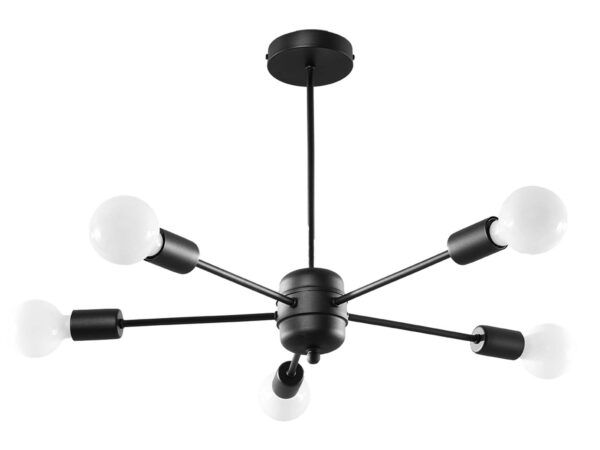 Czarna lampa LED z matowym wykończeniem i kulistymi żarówkami