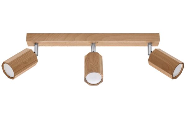 Drewniana listwa LED z reflektorami w stylu skandynawskim