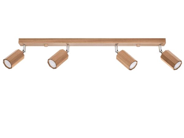 Listwa LED z drewnem i punktowym światłem, montaż sufitowy