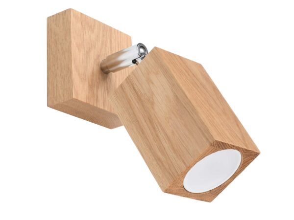 Nowoczesny kinkiet podwójny z drewna w geometrycznej formie