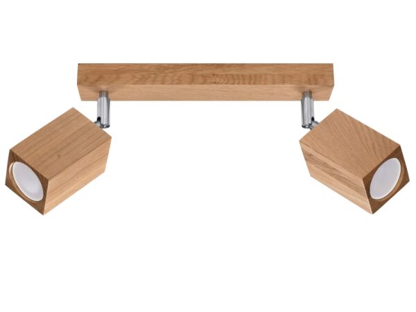 Lampa sufitowa LED z czterema reflektorami z litego drewna