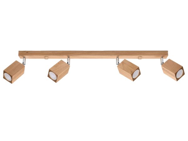 Lampa LED z czterema drewnianymi reflektorami regulowanymi
