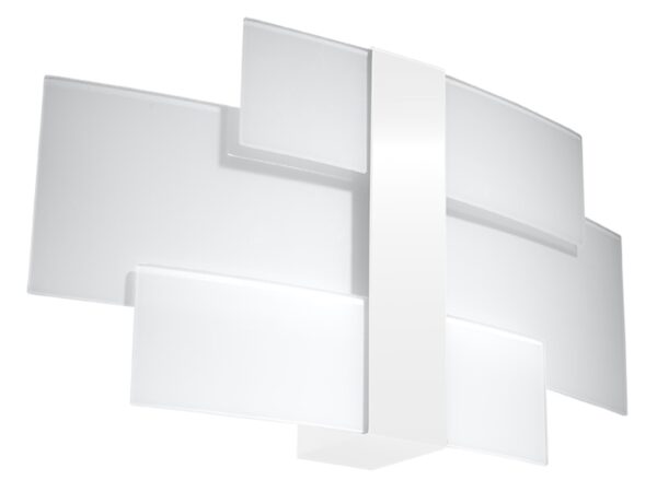 Zbliżenie na geometryczny biały kinkiet LED z podwójnym światłem