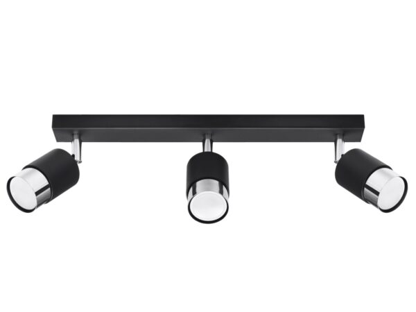 Trzy reflektory LED na białym tle z efektem światła