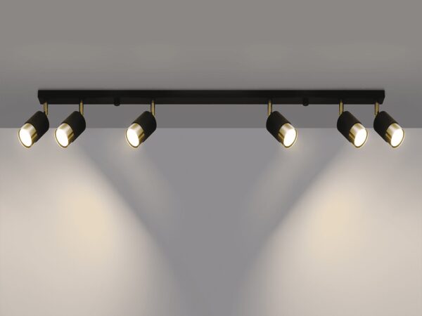 Złoto-czarna listwa sufitowa z trzema reflektorami