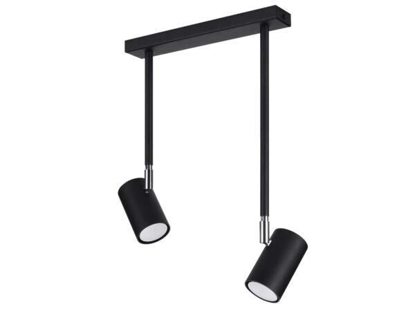 Designerska lampa LED z ruchomymi reflektorami, czarna konstrukcja