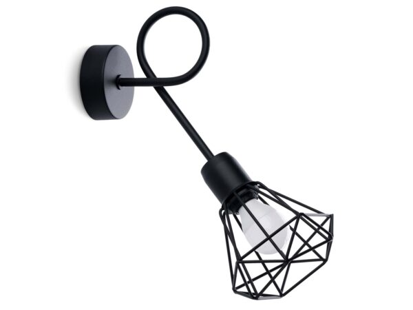 Czarny kinkiet z drucianym kloszem w stylu loftowym