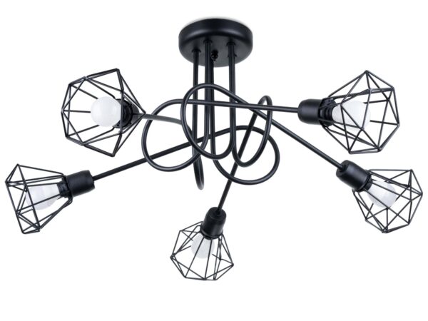 Lampa sufitowa z pięcioma kloszami typu klatka