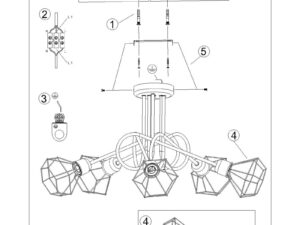 miniaturka Żyrandol Przemysłowy Stalowy KALISTO 5S Czarny