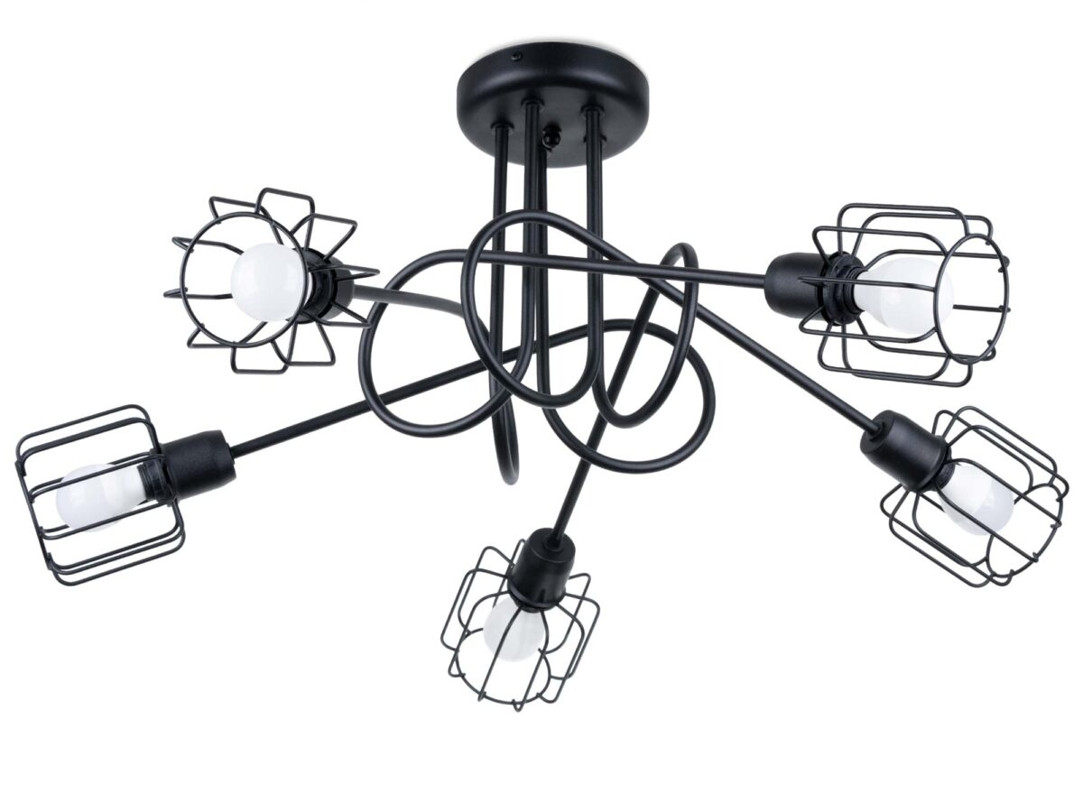 Industrialny Żyrandol SOLIS 5S Czarny