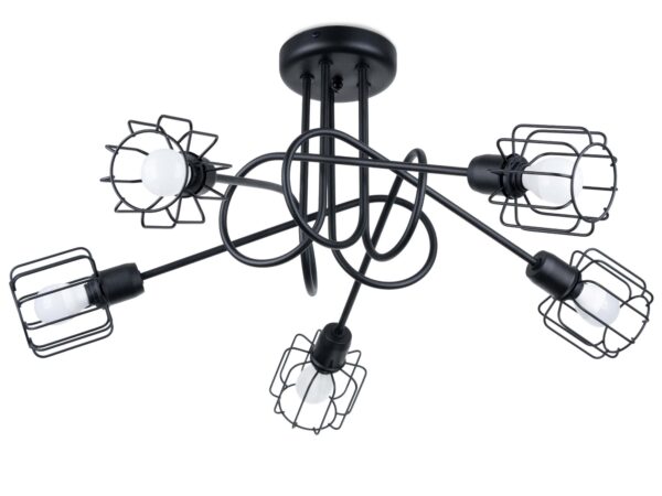 Lampa sufitowa z pięcioma reflektorami, nowoczesna sypialnia