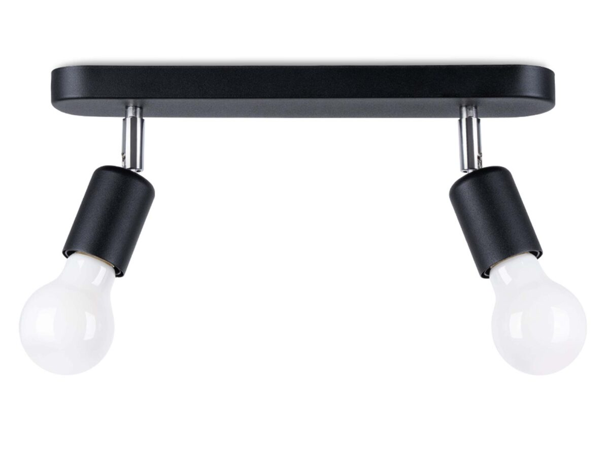 Nowoczesny Plafon z 2 Żarówkami FRESCO 2 Czarny