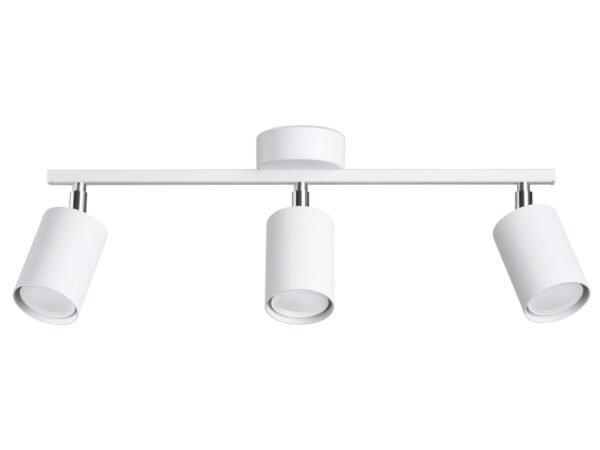 Minimalistyczna biała lampa z trzema punktami świetlnymi