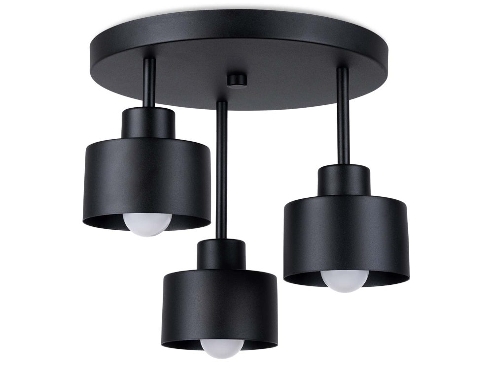Minimalistyczny plafon SANTO 3 w kolorze czarnym