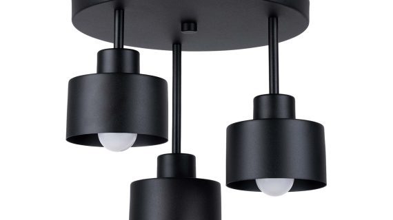 Minimalistyczny plafon SANTO 3 w kolorze czarnym