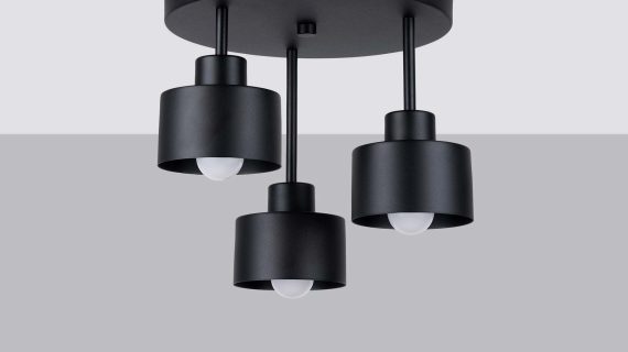 Minimalistyczny plafon SANTO 3 w kolorze czarnym - obrazek 3