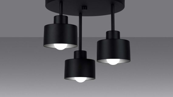 Minimalistyczny plafon SANTO 3 w kolorze czarnym - obrazek 4