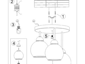 miniaturka Żyrandol Minimalistyczny 3 Żarówki CALIX Czarny