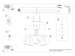 miniaturka Unikalny Żyrandol z Wgniecionym Kloszem YUMA 5 czarny