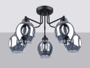 miniaturka Unikalny Żyrandol z Wgniecionym Kloszem YUMA 5 czarny