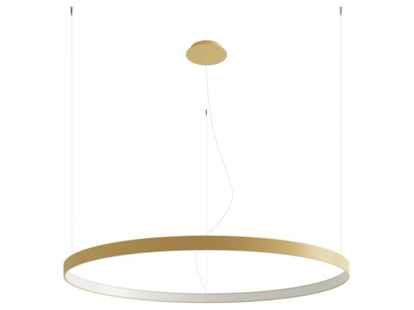 Wizualizacja lampy LED w kolorze złotym – na białym tle