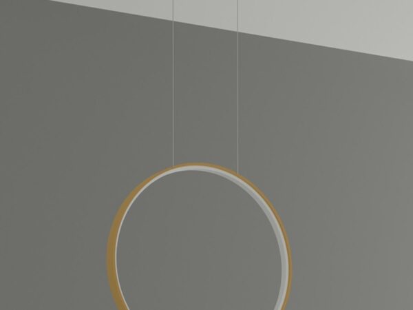 Złota lampa pierścieniowa – aranżacja w jasnym salonie