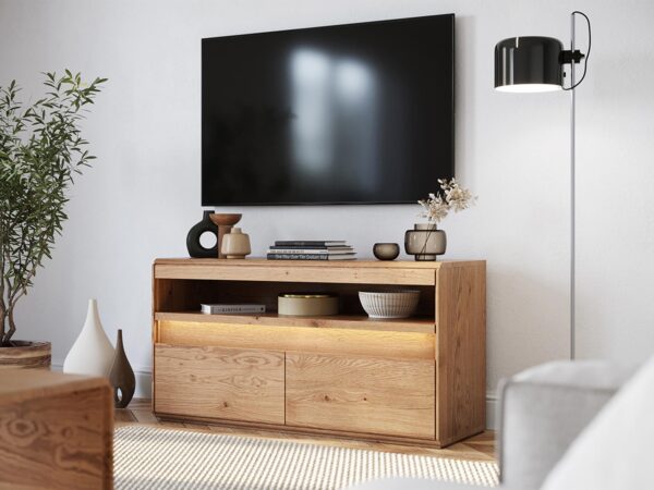 Szafka pod telewizor w salonie – styl skandynawski