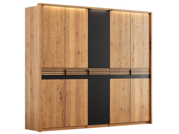 Szafa z czarnymi panelami i listwami – ujęcie frontalne