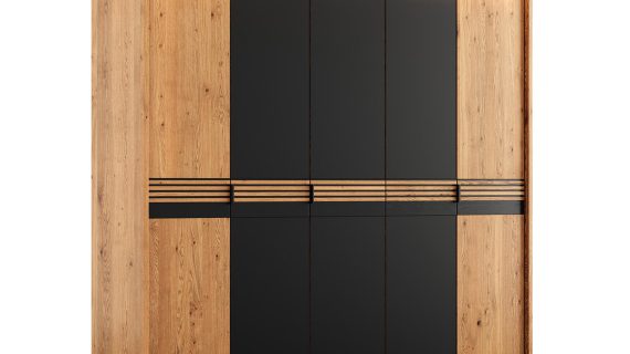 Szafa Dębowa Loftowa 5 Drzwi Potrójne Szklane  Inari