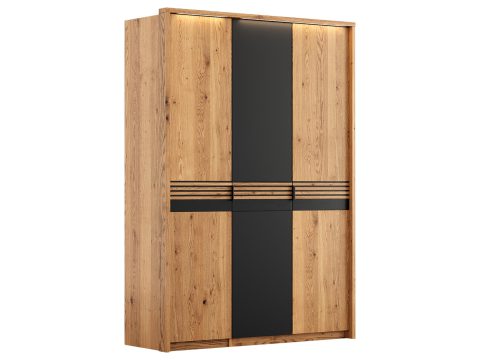 Szafa z pionowymi drewnianymi panelami